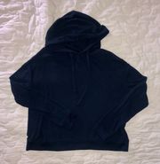 Navy Blue Cropped Waffle Knit Hoodie