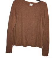 Cable Knit Pocket Cable Knit Angora Sweater Brown Medium