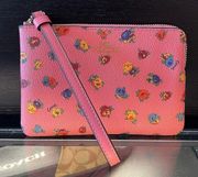 Coach Corner Zip Wristlet With Mini Vintage Rose Print