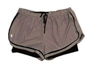 Maurices In Motion Gray Striped Double Lined Workout Shorts Plus Size 3