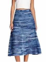 Cynthia Rowley Blue Denim Mesh Midi Skirt