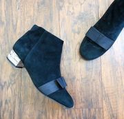 Kurt Geiger • black bow ankle boots suede leather crystal heel rhinestone