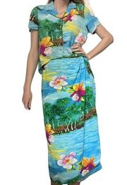 Jams World Orchid Island Hawaiian Shirt Wrap Skirt Set