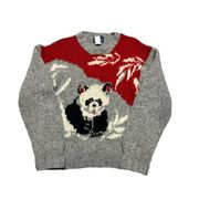 Vintage Woolrich Women's Pand Bear Crewneck Pullover Sweater Wool 80s Size Small