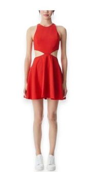 Alice + Olivia Cara cut-out flare mini dress Red Size 8
