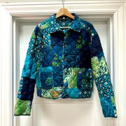 Uniform John Paul Richard teal quilted patchwork design silk blazer - Size Large