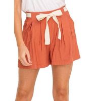 All in Favor Front Tie Pleated Terracotta Shorts