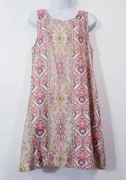 Rachel Zoe 100% Linen Multi Color Prints Shift Dress with Pockets