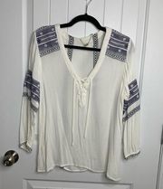 Young Fabulous Broke embroidered peasant boho blouse size medium