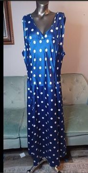 Pendleton Blue with White Polka-Dots Vintage Drop Waist Dress