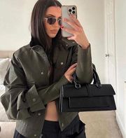 Zara Cropped Big Pocket Army Green Bomber Jacket Small