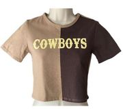 COWBOYS Colorblock Two Tone Short Sleeve Crop Top by OBSESSIVE LOVE ~ Women's XS