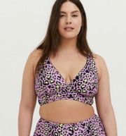 Plus Size Leopard Print Reversible Triangle Swim Bikini Top Women Size 4x