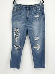 Abercrombie & Fitch Distressed Annie High Rise Girlfriend Jeans Size 10 / 30