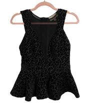 Keepsake  The Label Black Leopard Print Peplum Top