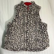 Maurices Animal Print Red Reversible Puffer Quilted Fur Vest Women’s Size 2X
