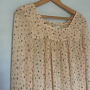 Mimi Chica Sheer Peach Floral Print Long Sleeve Blouse Size Meadium