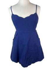 Market & Spruce Womens Size L Crissie Blue Sundress Mini Dress Cotton Sleeveless