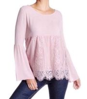 Dusty Pink/Mauve Lace Babydoll Bell Sleeve Top