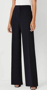 Wide Leg Black Pants In Crepe Inseam 27”