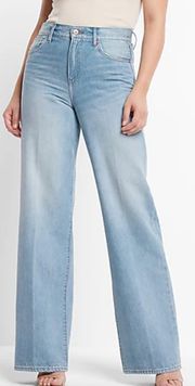 New  High Waisted Light Wash Modern Wide Leg Jeans Size 10R