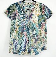 Soft Surroundings Anthea Shirt Watercolor Button Up Top Size PM Petite Medium