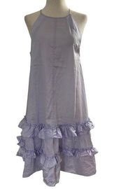 Rebecca Taylor Womens Halter Dress Size 4 100% Cotton Ruffle Purple