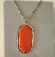 Kendra Scott Reid Faceted Coral Pendant and Gold Slider Chain Long Necklace