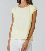 𝅺HALOGEN Cap Sleeve career Top blouse SMALL Yellow Green Wheat NEW
