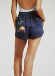 Onia Shorts Womens Large Navy Blue Shadown Aleen Paradise Hut New