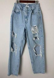 BDG High Rise Baggy Distressed Light Wash Jean Size 30