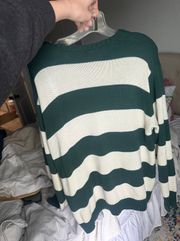 Brandy Melville Green White Stripe Sweater
