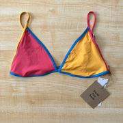 Nomi Bikini Top in Honeycomb Sunset Pink Colorblock - Large NWT