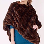 Donna Salyers’ Fabulous Furs Mahogany Mink Couture Faux Fur poncho