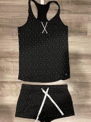 Black  sleeveless racer back top & shorts pajama/ pj/ sleep set