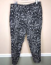 Adrianna Papell Women’s Leopard Print Black Cream Brown Ankle Trouser Pants