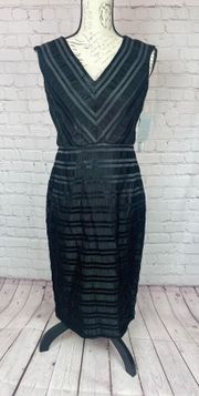 Nordstrom Black Stripe Sleeveless Sheath Dress Size 4 NEW NWT