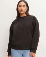 New Everlane Black ReNew Fleece Oversized Crewneck Sweatshirt Small