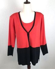 Exclusively Misook red-coral twin cardigan sweater set M