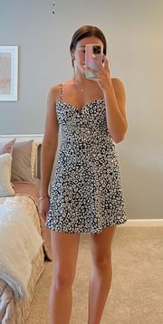 joa navy and white cheetah mini dress