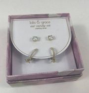 NWT Lola & Grace ear candy set sterling silver mini hoop