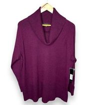 NWT Cyrus Women’s Eggplant Purple Violet Super Soft Cowl Neck Sweater - 1X