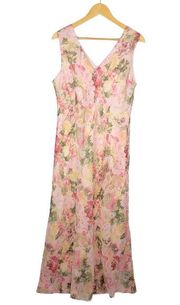 Coldwater Creek Sleeveless Pink Floral Maxi Dress 16