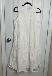 J Crew white sleeveless tiered midi dress size 10 vacation cruise bridal shower