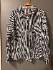 Tommy Hilfiger Navy/White Long Sleeve Crop Button Up Blouse Size XL