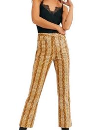 Free People Snakeskin Vegan Leather Ankle Pants Sz 6