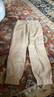 Tan Linen Cargo Pants