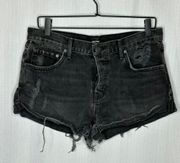 GRLFRND Black Cut Off Ripped Denim‎ Shorts