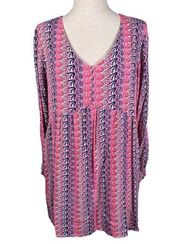 Simply Southern Womens Large Babydoll Short Dress Pink Purple White Seashells