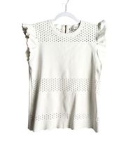 Ted Baker Frill Sleeves Knit Top Women's S White Lightweight Business Casual